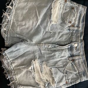 American Eagle Outfitters Ripped Light Blue Jean Shorts